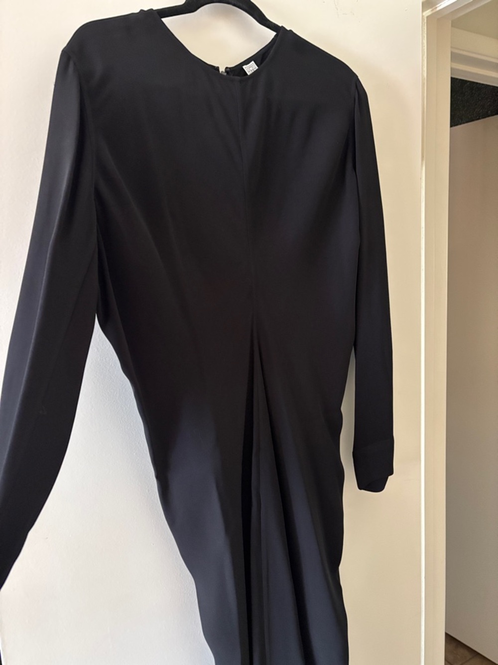 Toteme Draped Cady Black Long Sleeve Midi Dress - Picture 5 of 8